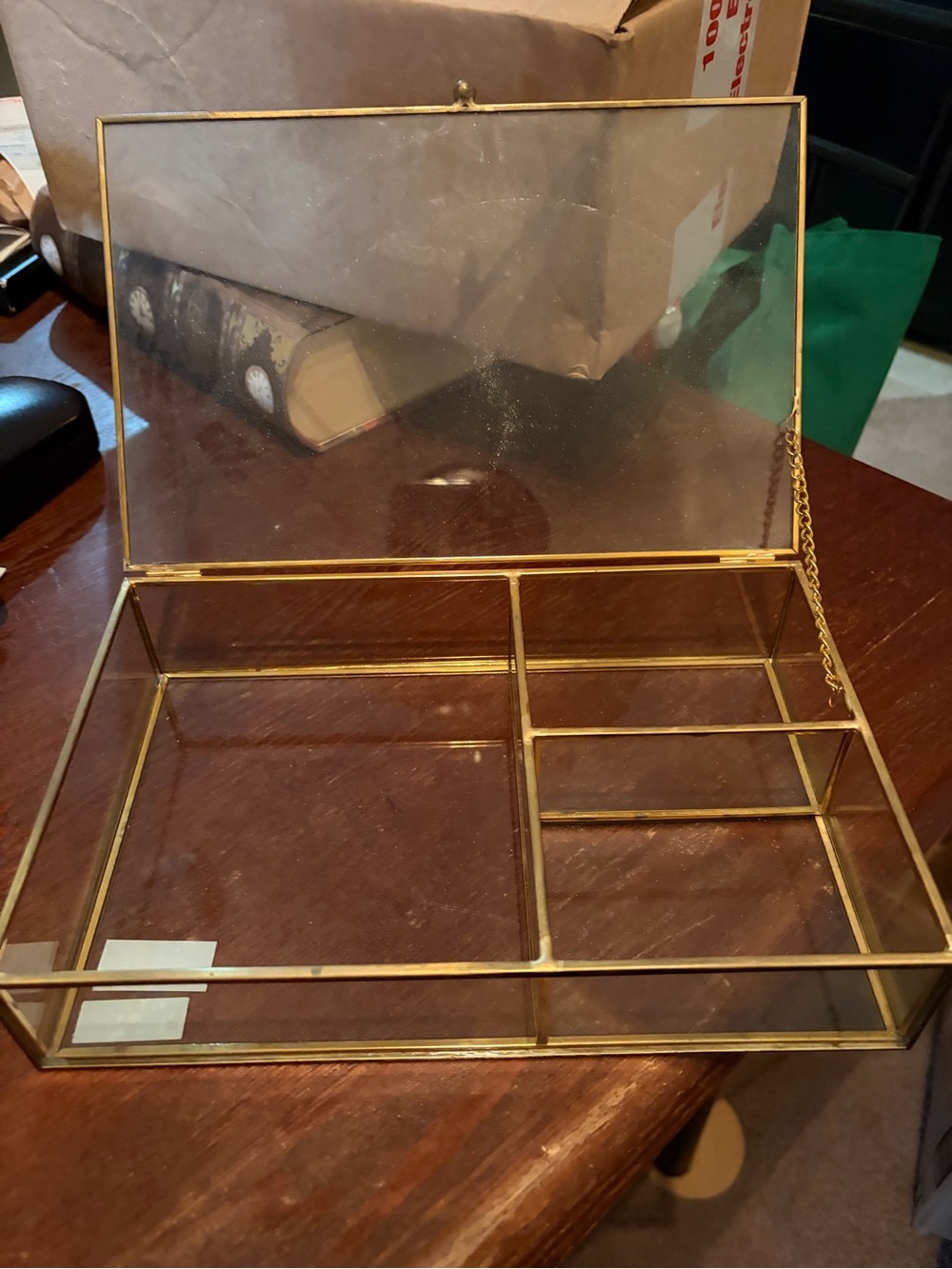 Charming Charlie Gold Glass Multi-Compartment Jewelry Organizer